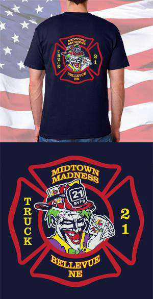 Screen Print Design Bellevue Fire Department Midtown Madness Back DesignFire Department Clothing