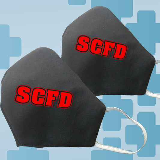 Fire Department Block Letters Reusable Black Face Mask Covering - Made in USA - 100% Cotton - Poppi 2.0 - DIG