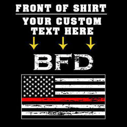 Customization Printed Distressed Red Stripe Flag Long Sleeve Shirt - Gildan G240 - DTGFire Department Clothing