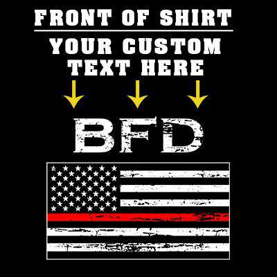 Customization Printed Distressed Red Stripe Flag T-Shirt - Gildan G200 DTGFire Department Clothing