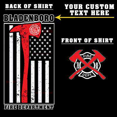 Customization Printed Red Striped Axe Flag Long Sleeve Shirt - Gildan G240 - DTGFire Department Clothing