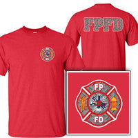 Diamond Plate Maltese Cross Design, Firefighter T-Shirt