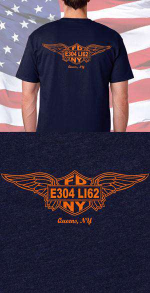 Screen Print Design FDNY Wings Back DesignFire Department Clothing