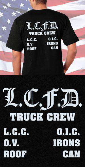 Screen Print Design LCFD Truck Crew Back DesignFire Department Clothing