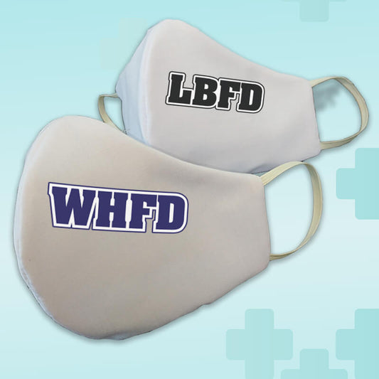  Fire Department Block Letters Reusable Face Mask 2 Pack - Poppi 2.0 - Made in USA - 100% Cotton - DIGFire Department Clothing