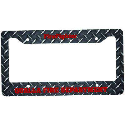 Sublimation Accessory Fire Department Diamond Plate License PlateFire Department Clothing