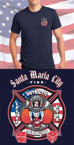 Screen Print Design Santa Maria City Fire Department Maltese CrossFire Department Clothing