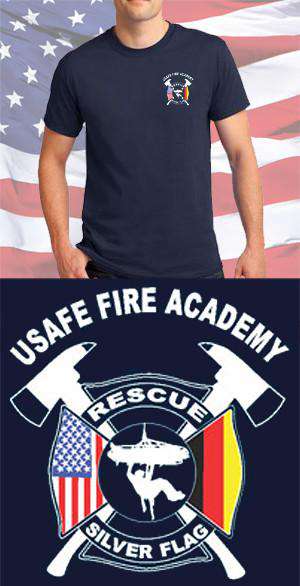 Screen Print Design USAFE Fire Academy Silver Flag Maltese CrossFire Department Clothing