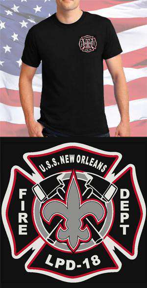 Screen Print Design USS New Orleans Fire Department Fleur De Leis Maltese CrossFire Department Clothing