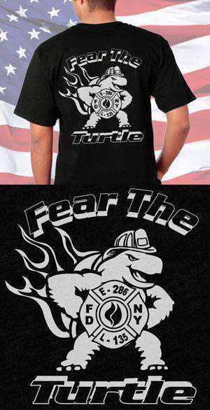 Screen Print Design FDNY Fear The Turtle Back DesignFire Department Clothing