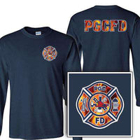 Flames Maltese Cross Design, Firefighter Long-Sleeve Shirt