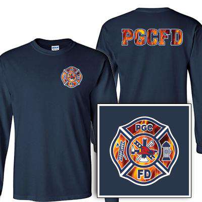 Customization Custom Printed Fire Maltese Pattern Long Sleeve Shirt - Gildan G240 - DIGFire Department Clothing