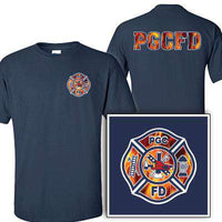 Flames Maltese Cross Design, Firefighter T-Shirt