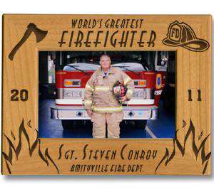 Laser Engraved Accesory Worlds Greatest Firefighter Engraved FrameFire Department Clothing