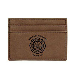 Laser Engraved Accesory Custom Fire Department Leatherette Wallet Clip - LZRFire Department Clothing