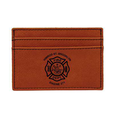 Laser Engraved Accesory Custom Fire Department Leatherette Wallet Clip - LZRFire Department Clothing