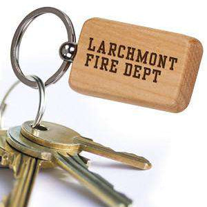 Laser Engraved Accesory Laser-Engraved Square Wooden KeychainFire Department Clothing