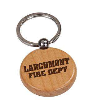 Laser Engraved Accesory Laser-Engraved Round Wooden KeychainFire Department Clothing