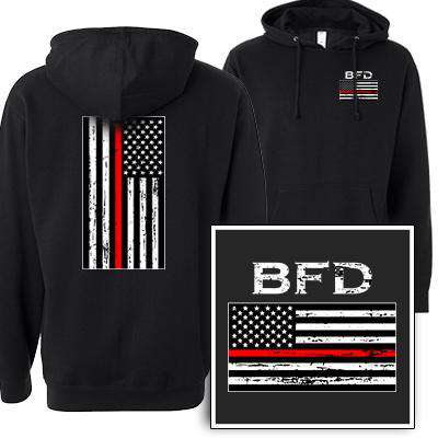 Customization Printed Distressed Red Stripe Flag Sweatshirt - SS4500 - DTGFire Department Clothing