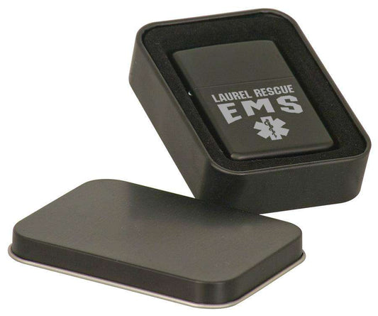  Matte Black Lighter in Black Tin-LL11Fire Department Clothing