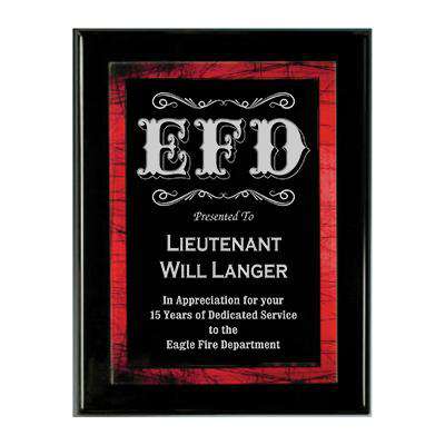  Firefighter Award Plaque - Red Galaxy Plate - PPX811BRD - LZRFire Department Clothing