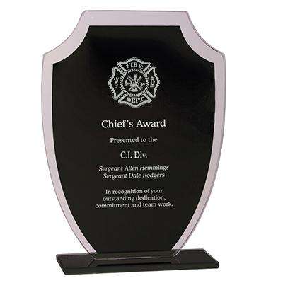  Firefighter Award Plaque - Laser Engraved Black Shield - RFG21 - LZRFire Department Clothing