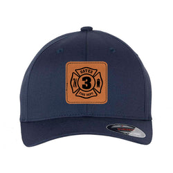 Custom Engraved Leather Patch, Fire Department Flex-fit Hat