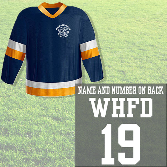 Custom Firefighter Polymesh Three Color Hockey Jersey W/ Number - PM2C - CAD