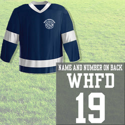 Custom Firefighter Polymesh Two Color Hockey Jersey W/ Number - PM2C - CAD