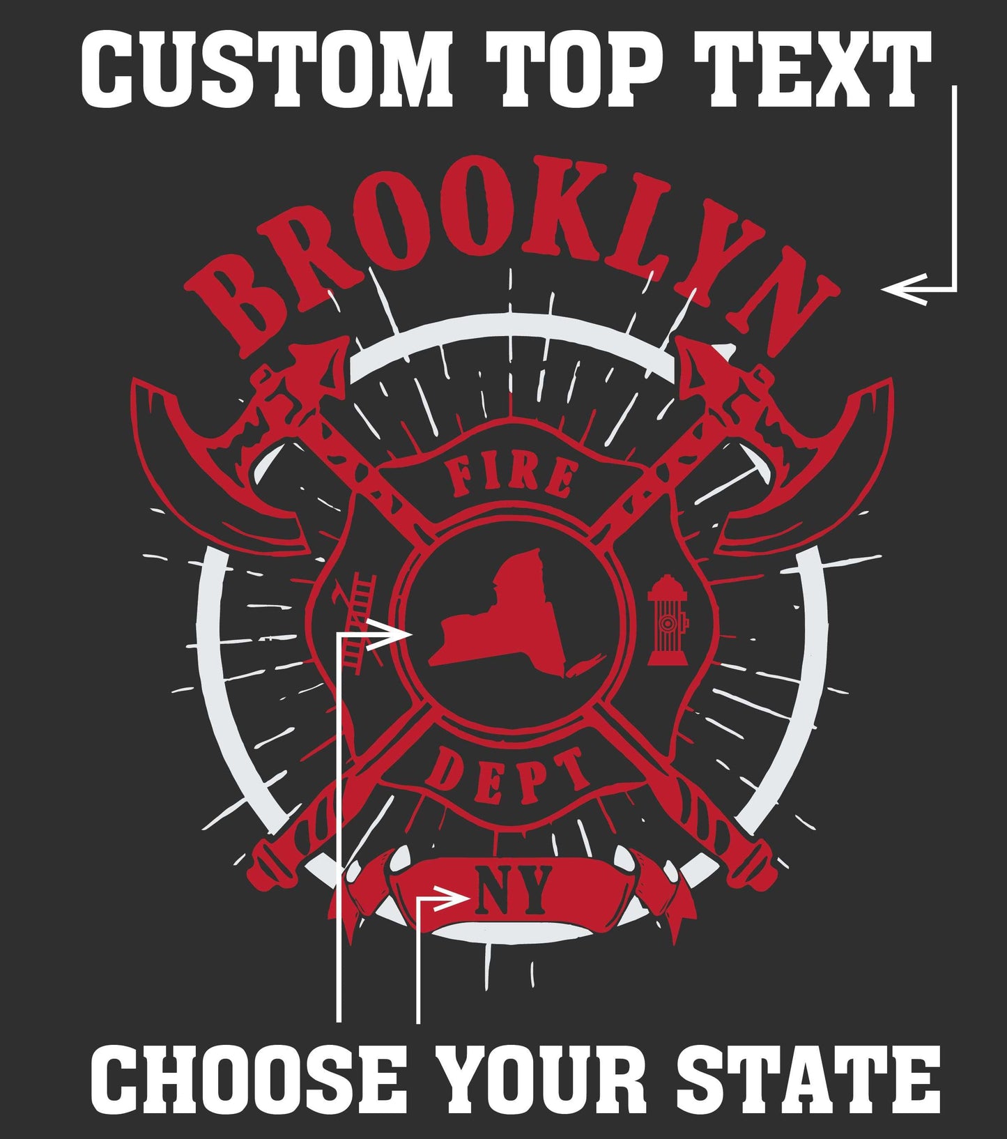 Customization Custom Printed Firefighter Shirt - "City & State" - Gildan 200 - DTGFire Department Clothing