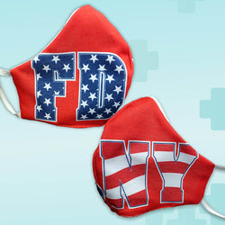  Fire Department Stars and Stripes Block Letters Face Mask 2 Pack - Poppi 2.0 - Made in USA - 100% Cotton - SUBFire Department Clothing
