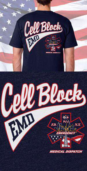 Screen Print Design Cell Block EMD Back DesignFire Department Clothing