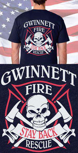 Screen Print Design Gwinnett Fire Department Skull and Ax Back DesignFire Department Clothing