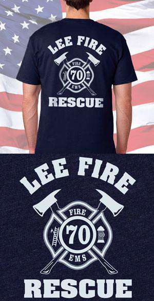 Screen Print Design Lee Fire Rescue Back DesignFire Department Clothing
