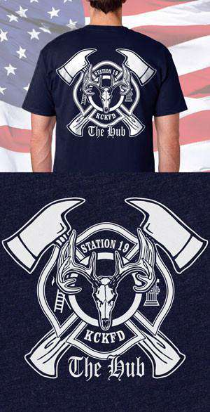 Screen Print Design KCKFD Stag Back DesignFire Department Clothing