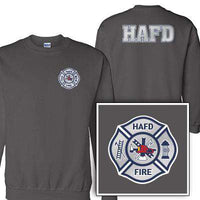 Silver Foil Maltese Cross Design, Firefighter Crewneck Sweatshirt