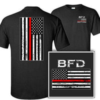 Distressed Red Stripe Flag Design, Thin Red Line Firefighter Shirt
