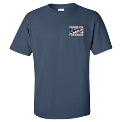 Wavy American Flag Design, Firefighter T-Shirt