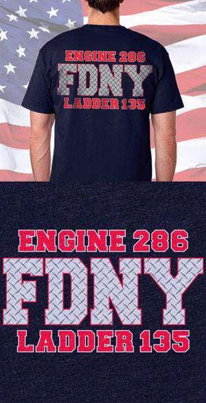 Screen Print Design FDNY Diamond Plate Back DesignFire Department Clothing