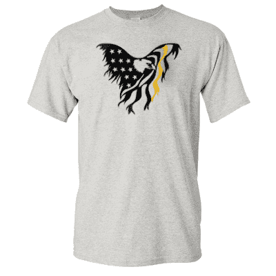  Printed Thin Gold Line Dispatcher Shirt - "Patriotic Eagle" - Gildan G200 - DTGFire Department Clothing