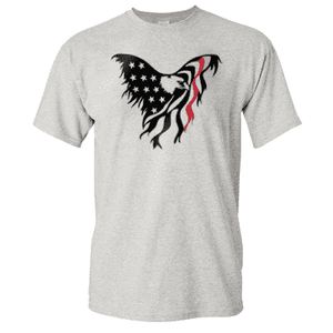  Printed Thin Red Line Firefighter Shirt - "Patriotic Eagle" - Gildan G200 - DTGFire Department Clothing