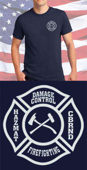 Screen Print Design US Navy Damage Control Maltese CrossFire Department Clothing
