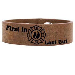  First In - Last Out - Faux Leather Cuff Bracelet - LZRFire Department Clothing
