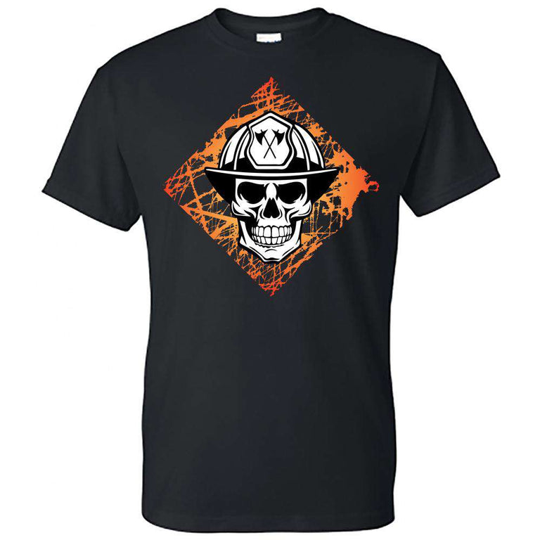  Printed Firefighter Shirt - "Fireman skull" - Gildan 200 - DTGFire Department Clothing
