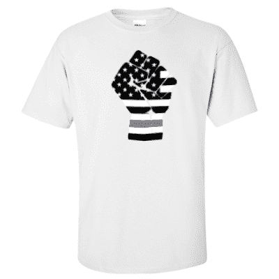  Printed Thin Gray Line Corrections Officer Shirt - "Raised Fist" - Gildan G200 - DTGFire Department Clothing