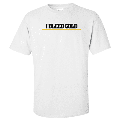  Printed Thin Gold Line Dispatcher Shirt - "I Bleed Gold" - Gildan G200 - DTGFire Department Clothing