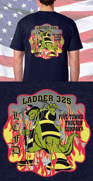 Screen Print Design LCFD FlameZilla Back DesignFire Department Clothing