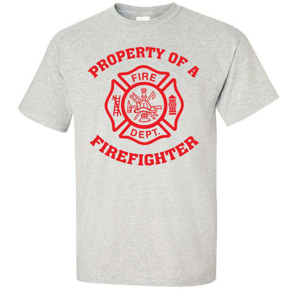  Printed Firefighter Shirt - "Property of a firefighter" - Gildan 200 - CADFire Department Clothing