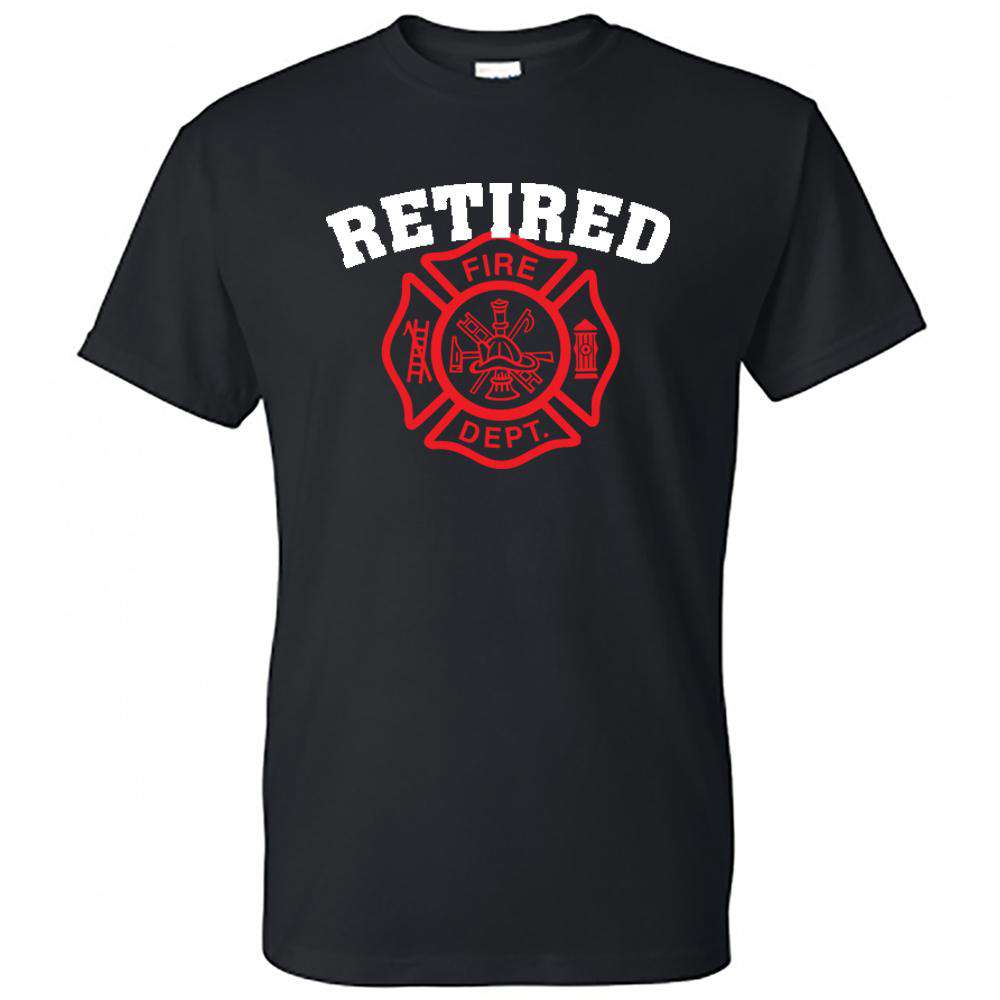  Printed Firefighter Shirt - "Retired" - Gildan 200 - DTGFire Department Clothing