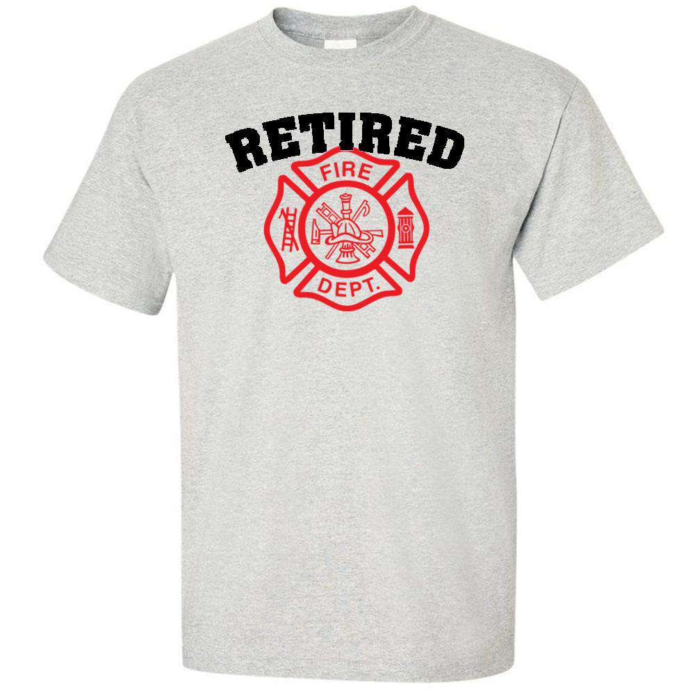  Printed Firefighter Shirt - "Retired" - Gildan 200 - DTGFire Department Clothing